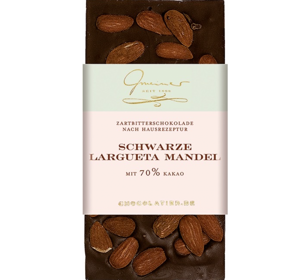 Confiserie Gmeiner Schokolade Schwarze Largueta Mandel