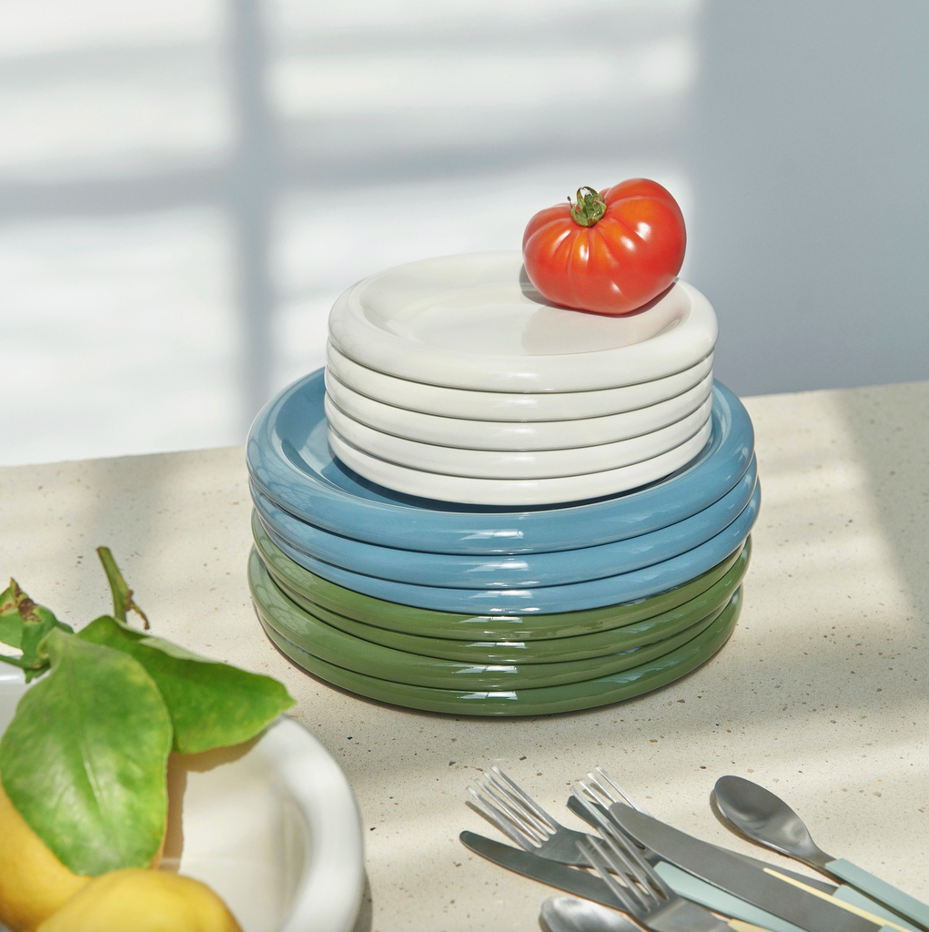 HAY Teller „Barro Plate Green 24 cm“ | 2er-Set mit Charakter | HAY