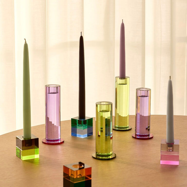 Hübsch Kerzenständer-Set „Cut Lila“ 2 Stk. | Moderne Kerzendeko | Hübsch