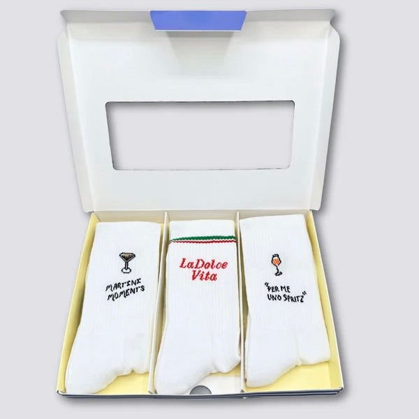 NO BAD DAYS CLUB Socken “Martini Moment, La Dolce Vita, Per me uno Spritz” | 3er-Set Aperitivo Vibes | NO BAD DAYS CLUB