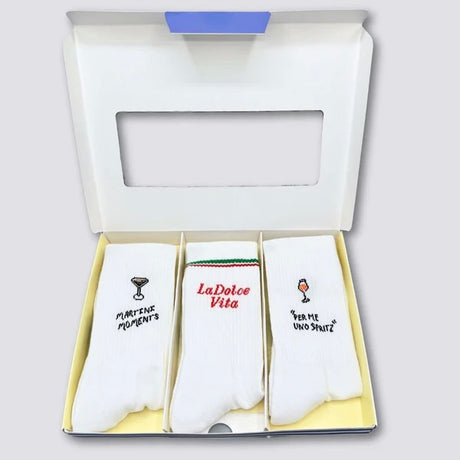 NO BAD DAYS CLUB Socken “Martini Moment, La Dolce Vita, Per me uno Spritz” | 3er-Set Aperitivo Vibes | NO BAD DAYS CLUB