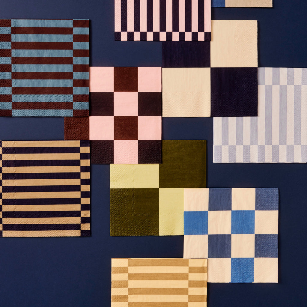HAY Servietten „Off-White & Blues M Check“ | Set mit 20 Stück | HAY