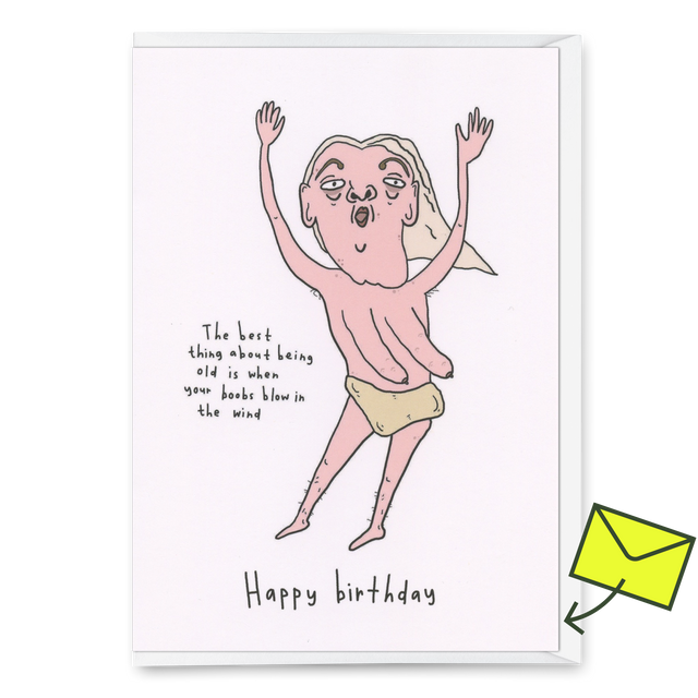 Eat Mielies Weird Illustration Grußkarte "Old lady boobs" | Lustige Geburtstagskarte | Eat Mielies