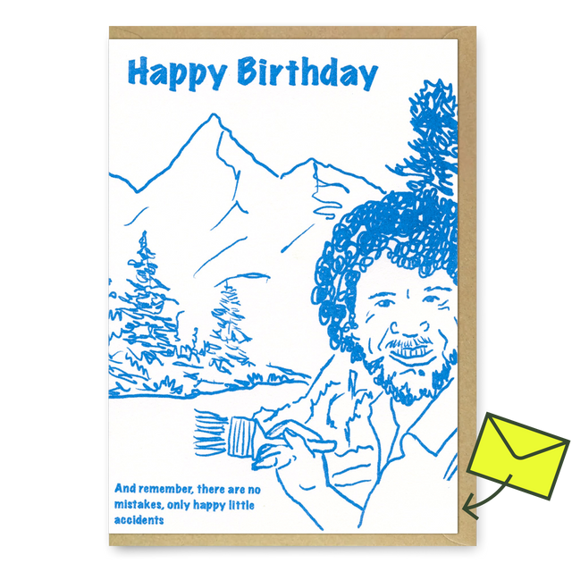 Superjuju Grußkarte "Bob Ross" | Lustige Geburtstagskarte | Superjuju