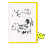 David Shrigley Grußkarte "What the hell" | Lustige Klappkarte | Brainbox Candy