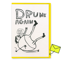 David Shrigley Grußkarte "Drunk Again" | Lustige Klappkarte | David Shrigley