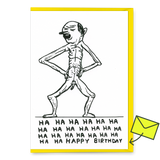David Shrigley Grußkarte "Ha Ha Happy Birthday" | Lustige Klappkarte | David Shrigley