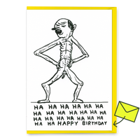 David Shrigley Grußkarte "Ha Ha Happy Birthday" | Lustige Klappkarte | David Shrigley