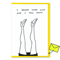 David Shrigley Grußkarte "I drank some wine" | Lustige Klappkarte | David Shrigley