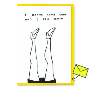 David Shrigley Grußkarte "I drank some wine" | Lustige Klappkarte | David Shrigley