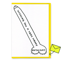 David Shrigley Grußkarte "Happy Birthday cock" | Lustige Klappkarte | David Shrigley