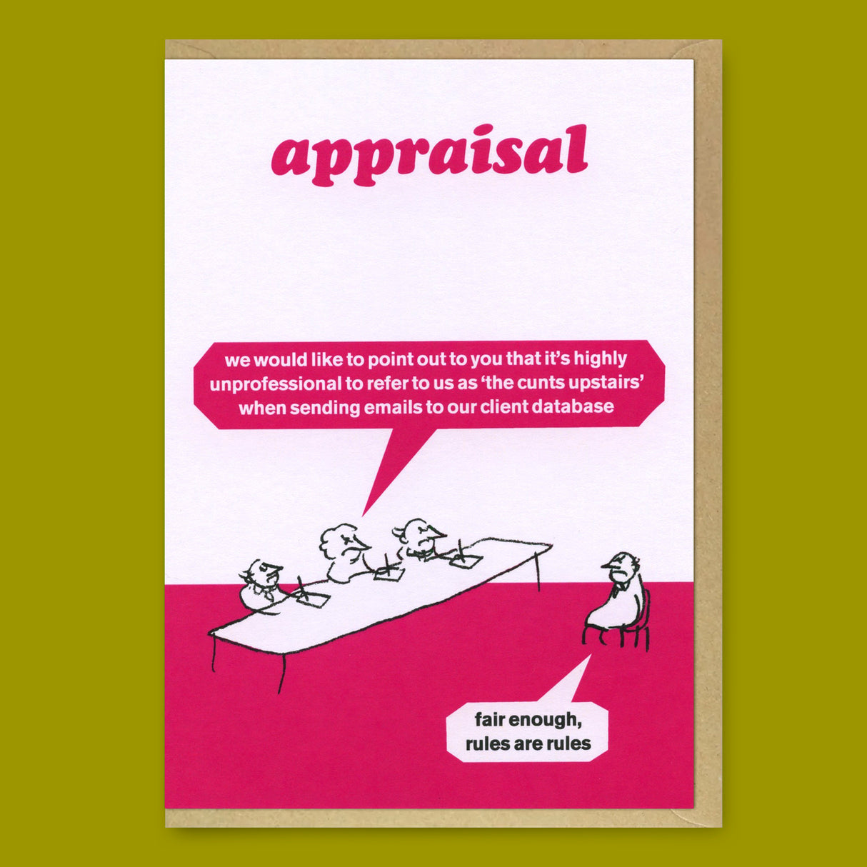 Modern Toss Grußkarte "Appraisal Cunts Upstairs" | Witzige Klappkarte | Modern Toss