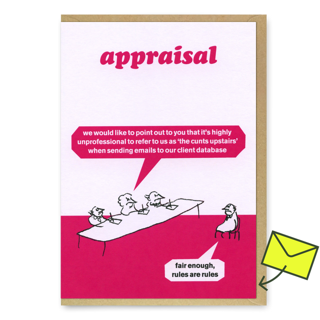 Modern Toss Grußkarte "Appraisal Cunts Upstairs" | Witzige Klappkarte | Modern Toss