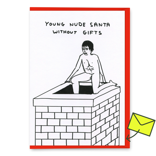 David Shrigley Grußkarte "Young nude santa" | Weihnachtskarte | David Shrigley