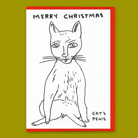 David Shrigley Grußkarte "Merry Christmas Cat´s penis" | David Shrigley