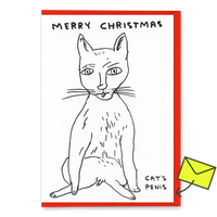 David Shrigley Grußkarte "Merry Christmas Cat´s penis" | David Shrigley