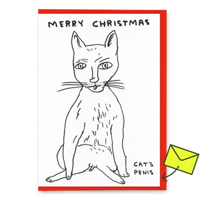 David Shrigley Grußkarte "Merry Christmas Cat´s penis" | David Shrigley
