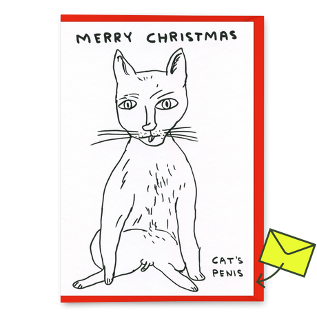 David Shrigley Grußkarte "Merry Christmas Cat´s penis" | David Shrigley