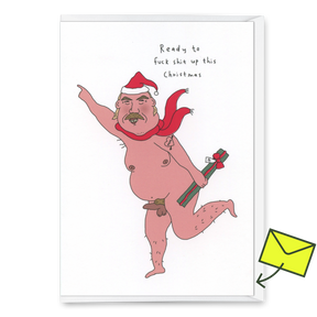 Eat Mielies Weird Illustration Grußkarte "Fuck shit up this Christmas" | Lustige Weihnachtskarte | Eat Mielies