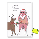 Eat Mielies Weird Illustration Grußkarte Eat Mielies “Santa has a lovely sack” | Lustige Weihnachtskarte