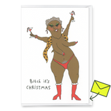 Eat Mielies Weird Illustration Grußkarte Eat Mielies “Bitch it’s Christmas” | Freche Weihnachtskarte
