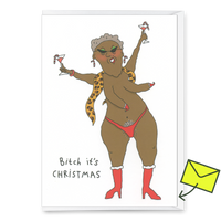 Eat Mielies Weird Illustration Grußkarte Eat Mielies “Bitch it’s Christmas” | Freche Weihnachtskarte