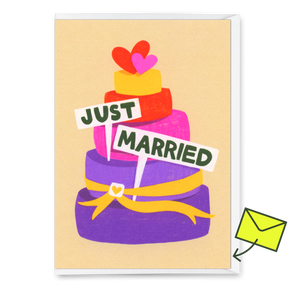 Deli Cards Grußkarte "Just married cake" | Schöne Klappkarte zur Hochzeit