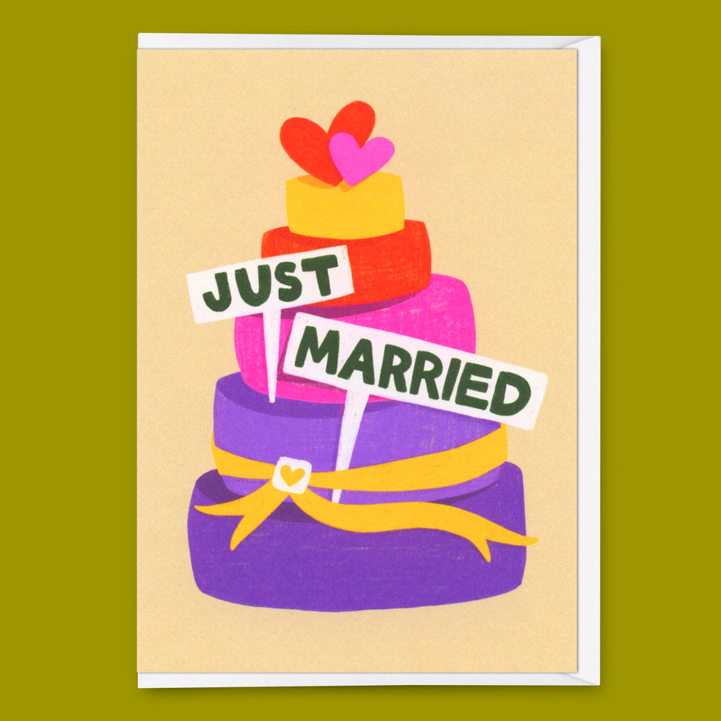 Deli Cards Grußkarte "Just married cake" | Schöne Klappkarte zur Hochzeit