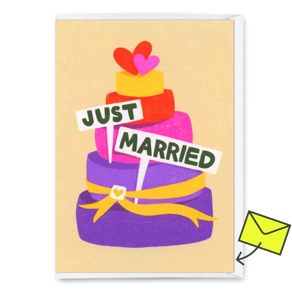 Deli Cards Grußkarte "Just married cake" | Schöne Klappkarte zur Hochzeit