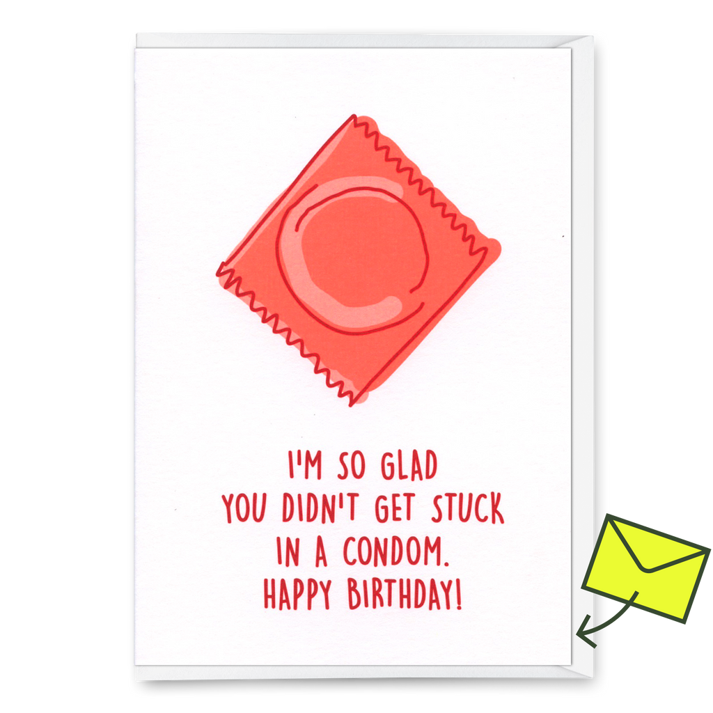 Deli Cards Grußkarte "Condom" | Lustige Klappkarte mit Spruch zum Geburtstag