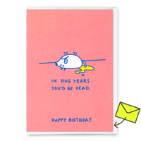 Deli Cards Grußkarte "Dog years" | Lustige Klappkarte mit Hunde-Motiv zum Geburtstag
