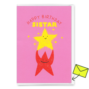 Deli Cards Grußkarte "Happy Birthday, sistar" | Schöne Klappkarte zum Geburtstag