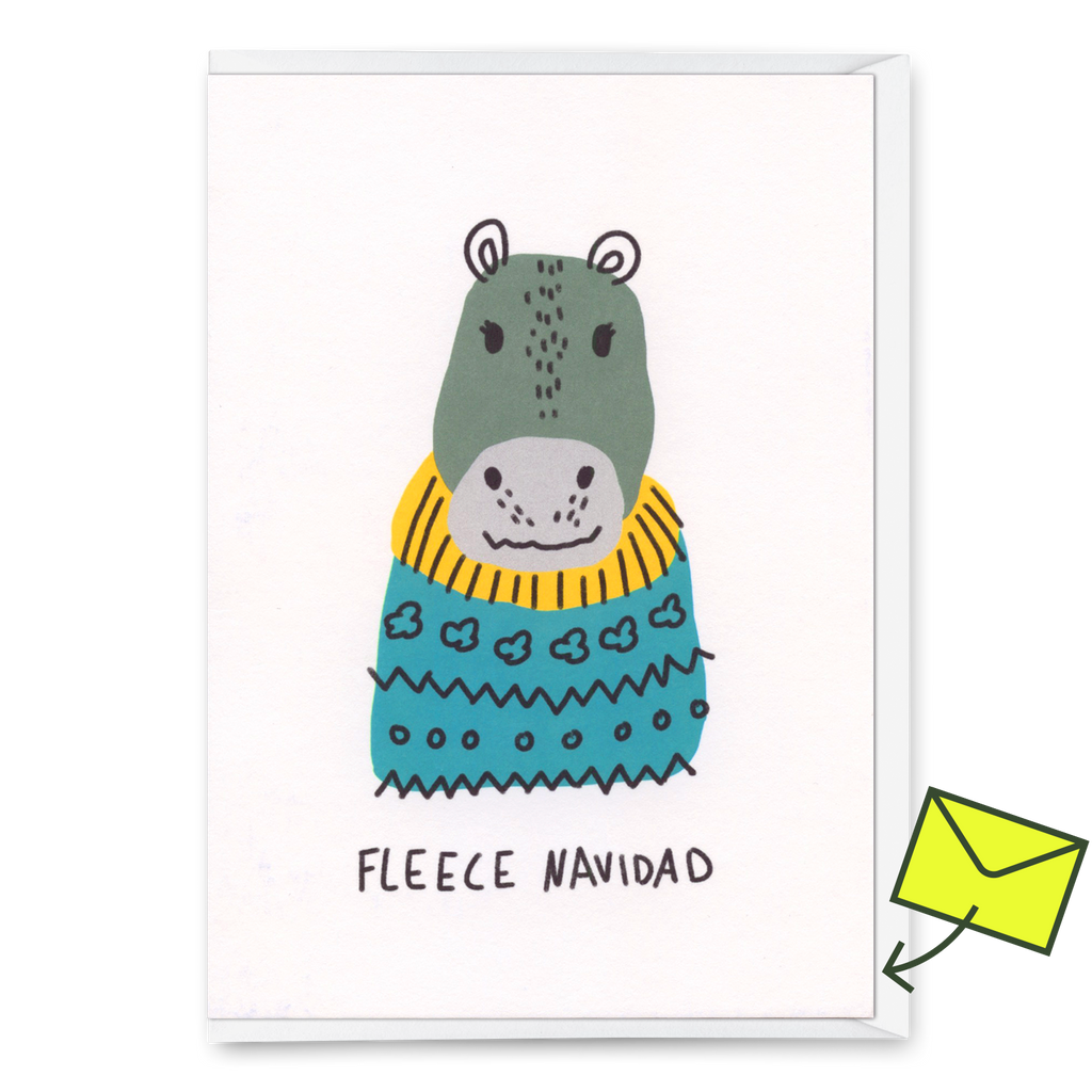 Deli Cards Grußkarte "Fleece Navidad" | Lustige Klappkarte zu Weihnachten