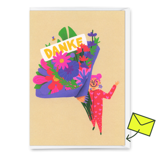 Deli Cards Grußkarte "Danke Bouqet" | Lustige Klappkarte mit Spruch zum Geburtstag