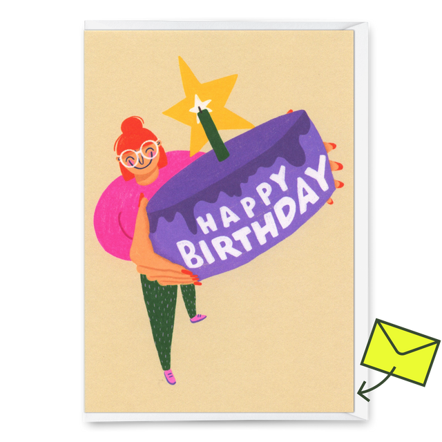 Deli Cards Grußkarte "Happy Birthday Cake" | Schöne Klappkarte zum Geburtstag