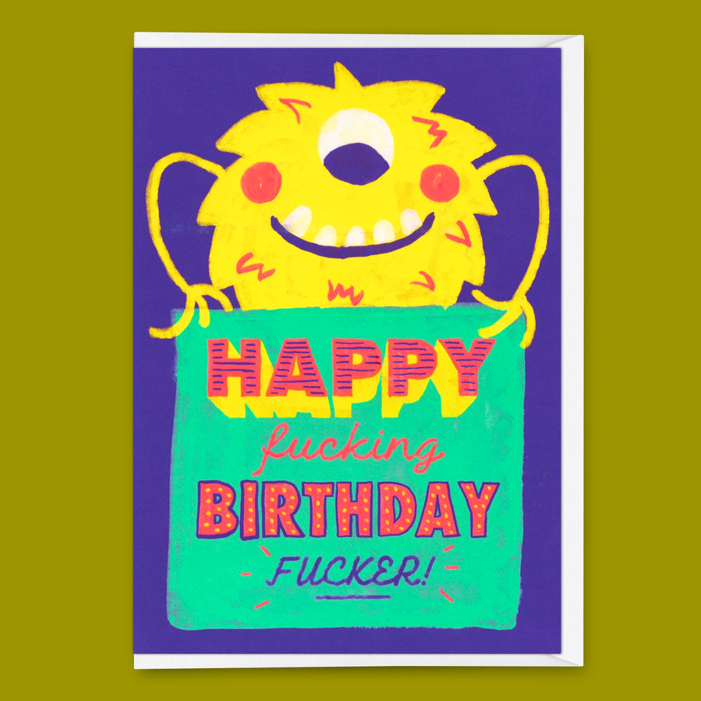 Deli Cards Grußkarte "Happy fucking birthday" | Lustige Klappkarte zum Geburtstag