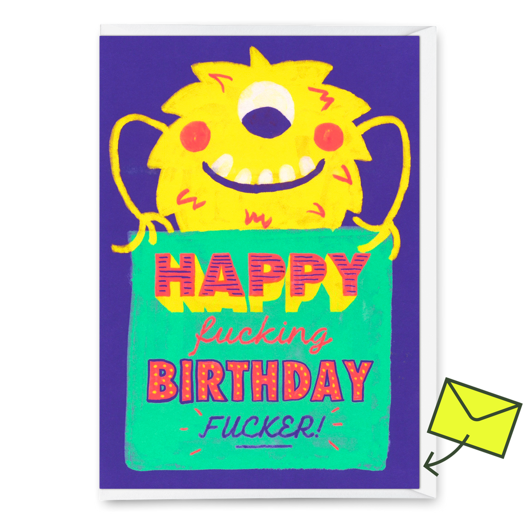 Deli Cards Grußkarte "Happy fucking birthday" | Lustige Klappkarte zum Geburtstag