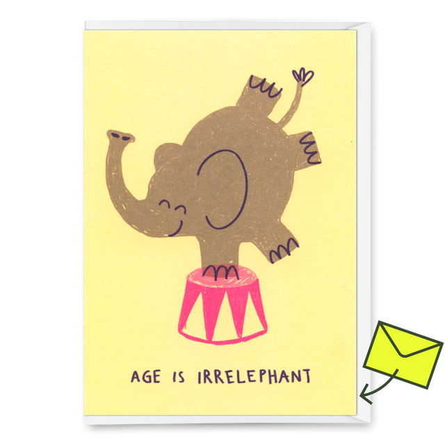 Deli Cards Grußkarte "Age is irrelephant" | Schöne Klappkarte zum Geburtstag