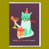 Deli Cards Grußkarte "ConCatulations" | Lustige Klappkarte mit Katzen-Motiv