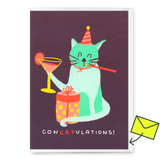 Deli Cards Grußkarte "ConCatulations" | Lustige Klappkarte mit Katzen-Motiv