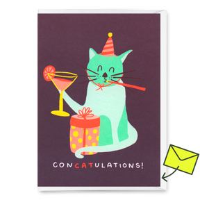 Deli Cards Grußkarte "ConCatulations" | Lustige Klappkarte mit Katzen-Motiv
