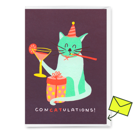 Deli Cards Grußkarte "ConCatulations" | Lustige Klappkarte mit Katzen-Motiv
