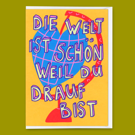 Deli Cards Grußkarte "Die Welt ist schön" | Schöne Klappkarte für Verliebte