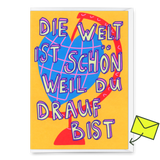 Deli Cards Grußkarte "Die Welt ist schön" | Schöne Klappkarte für Verliebte
