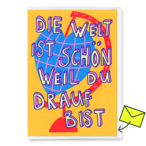 Deli Cards Grußkarte "Die Welt ist schön" | Schöne Klappkarte für Verliebte