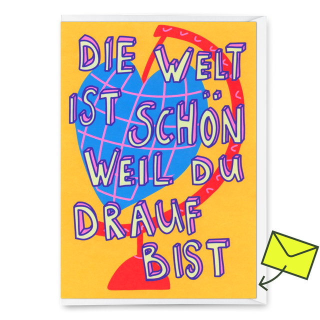 Deli Cards Grußkarte "Die Welt ist schön" | Schöne Klappkarte für Verliebte