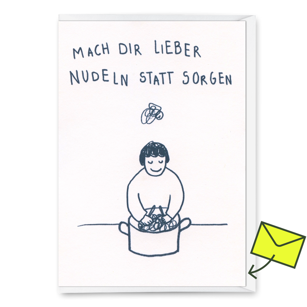 Deli Cards Grußkarte "Mach dir lieber Nudeln" | Schöne Klappkarte mit Spruch