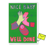 Deli Cards Grußkarte "Nice baby, well done" | Ausgefallene Klappkarte zur Geburt