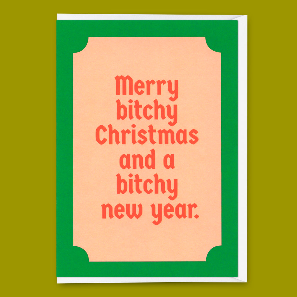 Deli Cards Grußkarte "Bitchy christmas" | Lustige Klappkarte mit Spruch zu Weihnachten
