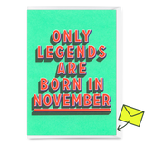 Deli Cards Grußkarte "Legends November" | Coole Klappkarte mit Spruch zum Geburtstag